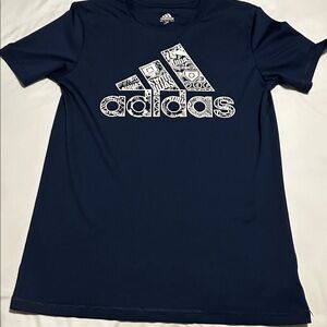 Adidas Dark Blue Tee with Patterned Logo